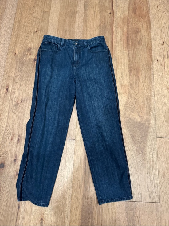 Talbots Pants - Talbots Dark Blue Straight-Leg Jeans with Contrast Side Stitch
